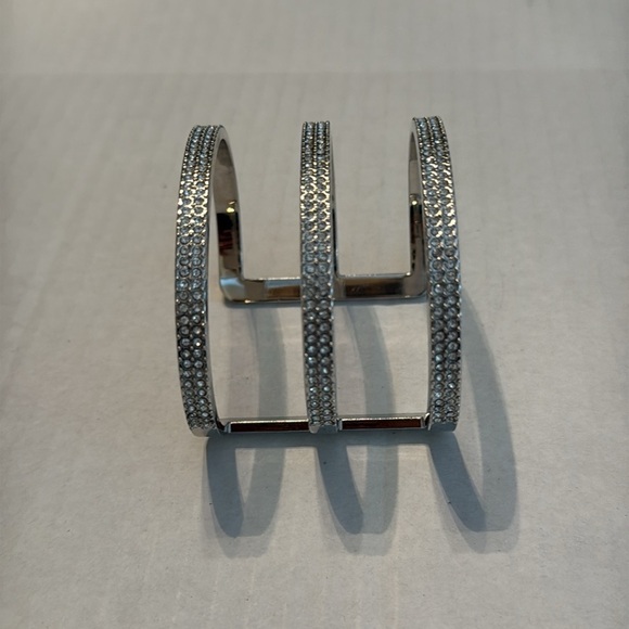 Vince Camuto Silver 3-Row Pave Cuff Bracelet One Size - Picture 3 of 9